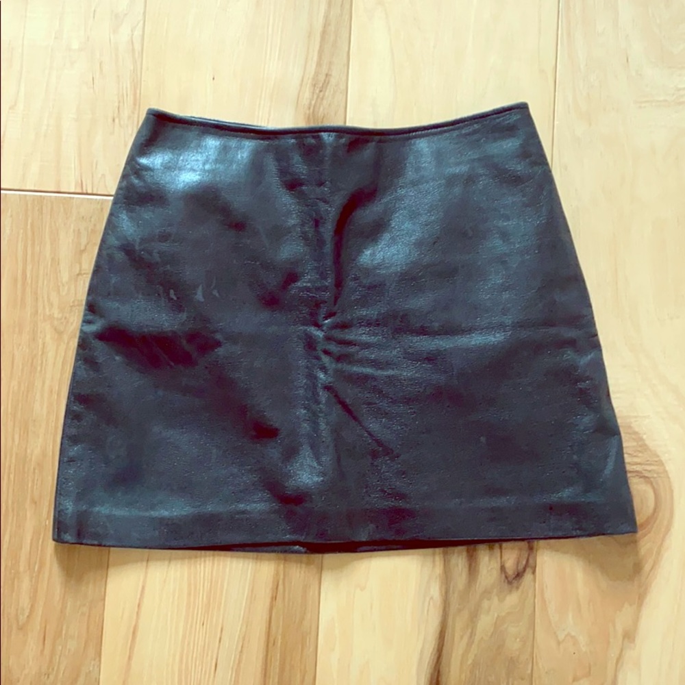 Leather mini skirt